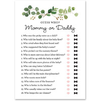 Invitationhouse 24 Greenery Guess Who Mommy Or Daddy Game - Mom Or Dad Quiz