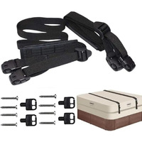 Hot Tub Cover Straps 10 Feet ???????????????????? ???????????? ??????""~??????"" With Non-Slip Webbing Pad Hardware & Keys Adjustable Straps  2Pcs Hot Tub Spa Cover Secure Strap