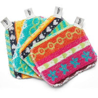 Skoy Scrub  4-Pack Reusable  Non-Scratching Dish Scrubber For Kitchen And Household Cleaning  Planet-Friendly  Dishwasher Safe Soft Scrub  Assorted Colors And Designs