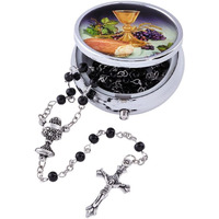 Needzo Boys Black Bread Of Life First Communion Rosary With Case Gift Set  18 Inch