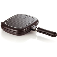 Happycall Titanium Nonstick Double Pan  Omelette Pan  Flip Pan  Square  Dishwasher Safe  Pfoa-Free  Brown (Standard)