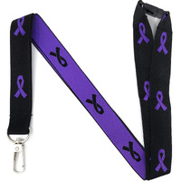 Vinylcation Purple Awareness Ribbon Lanyard For Supporting Alzheimer's  Fibromyalgia  Lupus  Epilepsy And Many More Great Causes! Keychain And Id Holder For Keys Or Badge | Durable Woven Polyester