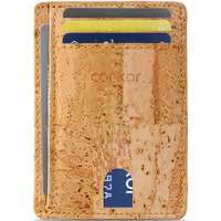 Corkor Slim Wallet Minimalist Card Holder Id  Eco Friendly Vegan Non Leather Cork Light Brown Small