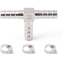 Metaland Stainless Steel 5/16"" Hose Barb Tee 3 Way T Shaped Co2 Splitter