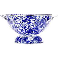 Golden Rabbit Enamelware - 5Qt Larger Colander (Cobalt Swirl)