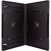 Aceplus Premium Double 2-Disc Dvd Cases In 14Mm Standard Thickness With Side-By-Side Hubs In Black (10 Pack)