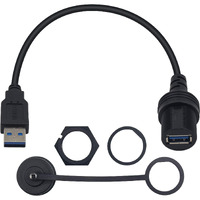 Duttek Usb Flush Mount Cable  Round Single Port Usb 3.0 Panel Flush Mount Extension Cable With Buckle For Car Truck Boat Motorcycle Dashboard 30Cm/12 Inch