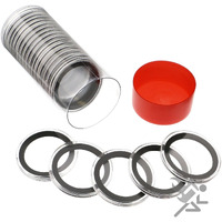 Red Capsule Tube & 20 Air-Tite 38Mm Black Ring Coin Holder Capsules For American Silver Dollars And 1Oz Silver Commemoratives By Onfireguy