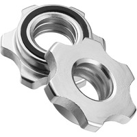 Garneck 2Pcs Standard Barbell Spin-Lock Collars Screw Clamps Anti-Slip Spin-Lock Collars For Weight Lifting 1 Inch(Silver) (2Pcs)