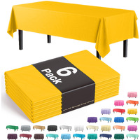 Exquisite 6-Pack Premium Plastic Tablecloth 54In. X 108In. Rectangle Plastic Table Cover - Yellow