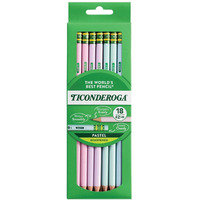 Ticonderoga Wood-Cased Pencils  Pre-Sharpened  2 Hb Soft  Pastel Colors  18 Count
