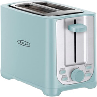 Bella 2 Slice Toaster With Auto Shut Off - Extra Wide Slots & Removable Crumb Tray And Cancel  Defrost & Reheat Function - Toast Bread  Bagel & Waffle  Aqua