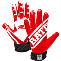 Battle Sports Ultra-Stick Wide Receiver Football Gloves - Adult & Youth Football Gloves - Adult Large  Red/White