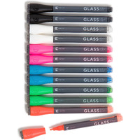 U Brands Fine Tip Liquid Glass Whiteboard Markers With Eraser For Glass Boards  Dry Erase Boards  And Chalk Boards  Assorted Bright Colors  Set Of 12