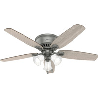 Hunter Fan Company  51113  52 Inch Builder Matte Silver Low Profile Ceiling Fan With Led Light Kit And Pull Chain