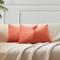 Juspurbet Apricot Lumbar Velvet Throw Pillow Covers 14X24 Inch Set Of 2 For Living Room Couch Sofa Bedroom Decorative Solid Cushion Cases With Invisible Zipper