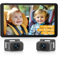Baby Car Camera For 2 Kids - 7-Inch Split-Screen Monitor  Dual Hd 1080P Cameras  Night Vision  360 Rotatable  Easy Install Backseat Camera For Safety & Convenience - Perfect For Twins Or Siblings