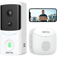 Infiya Video Doorbell Camera Wireless-2K Outdoor Front Door Camera With Chime Included For Home Security  Easy Installation  Ai Human Detection  Instant Alerts  Night Vision  Two-Way Audio  M1 White