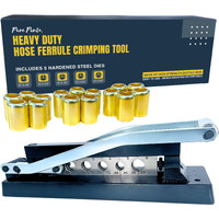 Heavy Duty Ferrule Crimping Tool - Air Hose Repair Kit For 3/8  5/16  1/4 Inch Id Hoses  Crimper W/ 5 Hardened Steel Dies & 15 Ferrules  Torch & Compressor Hose Crimp For Fittings  Pure Ponta Crimpers