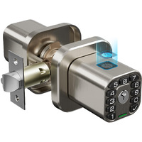 Richelock Fingerprint Door Knob  Smart Biometric Door Lock With Keypad  Keyless Entry Code Door Knob  Waterproof & Weatherproof  Auto Lock Voice Navigation  For Bedroom  Gate Office -Satin Nickel