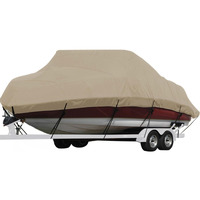 Seamander Heavy Duty Polyester Boat Cover  Marine Grade  Waterproof - Fits V-Hull  Tri-Hull  Fish & Ski  Runabout Bowrider Boats  17' To 19' Length