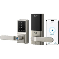 Eufy Smart Lever Lock C33  Keyless Fingerprint Door Lock With Handle  Integrated Wi-Fi  Remote Control Via App  Biometric Entry Knob  Auto-Locking  Ip53 Waterproof  Nickel (2025 New Version)