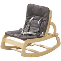 3-In-1 Baby Bouncer Adjustable Wooden Rocker Chair  Ergonomic Design Baby Lounger With Removable Cushion Seat Belt And Booster  Recliner For Infants To Toddler (Grey)