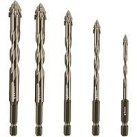 Woyuosn 5-Pcs High-Strength Eccentric Twist Drill Bit  Masonry Drill Bits For Concrete Set For Concrete/Glass/Brick/Cement/Tile/Wood/Etc  Industrial Strength Carbide Drill Bits Tip Size 5/32-1/2
