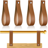 Vercraft 4 Pcs Leather Sign Straps For Hanging Sign Leather Curtain Rod Holder Straps Hanger For Engagement Wedding Welcome Event Display Seating Chart Ceremony Frame(Brown)