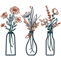 Pigort 3 Pieces Metal Flowers Wall Arts - Rustic Farmhouse Decor Minimalist Flower Wall Decors For Living Room Bathroom Bedroom Dining Room-Housewarming Gifts