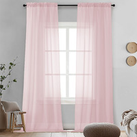 Ovzme Blush Pink Sheer Curtains 96 Inches Long 2 Panels - Soft Light Filtering Window Sheer Panels For Living Room/Bedroom  Top Dual Rod Pocket  1 Pair  Each 42Wx96L Inches