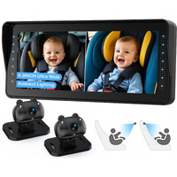 Dual Baby Car Camera For 2 Kids - 6.9Hd Display With Ambient Lighting  Rotatable Night Vision Cameras  Easy Setup  Ideal For Parents  Grandparents  Nannies  Safe & Clear Viewing