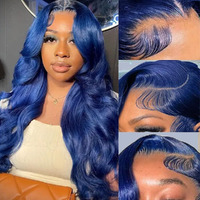 Body Wave Blue Lace Front Wigs Human Hair 13X4 Hd Dark Blue Lace Front Wig Human Hair Wear And Go Glueless Royal Blue Wigs Human Hair Pre Plucked With Baby Hair Navy Blue Colored Wigs For Black Women