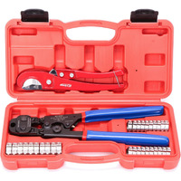 Icrimp Ratchet Pex Cinch Tool With Removing Function For 3/8-In  1/2-In  3/4-In  1-In Stainless Steel Clamp  Pex Crimper With 20Pcs 1/2-In  10Pcs 3/4-In Pex Clamps And Pipe Cutter- All In One