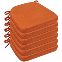 Sunsleek Chair Cushions For Dining Chairs  D-Shaped Seat Cushions With Removable Washable Cover And Ties  Chair Pads For Kitchen  Indoor Dining Room  Patio Chairs  17'' X 16''  Set Of 6  Orange