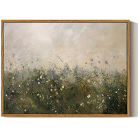 Arpeotcy Vintage Framed Canvas Wall Art  Retro Colorful Flower Field Wall Art For Living Room  Bedroom  Bathroom  Vintage Farmhouse Landscape Framed Wall Art Decor(12X16 Inch)