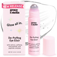 Grace & Stella Under Eye Brightener Roller - Retinol & Caffeine Eye Serum For Puffiness  Dark Circles  Fine Lines & Wrinkles - Hydrating & Smoothing - Vegan Cruelty-Free Skincare (15Ml / 0.51 Fl Oz)