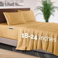 Elegant Comfort 4-Piece Bed Sheet Set - Luxury Bedding 1500 Premium Hotel Quality Microfiber  All Around Elastic 18-24 Inches Deep Fitted Sheet- Extra Deep Pocket Sheets  Queen  Camel-Gold