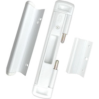 Cal Double-Bolt Lock For Glass Sliding Doors - Advanced Technology To Keep Your Family Safe And Secure - High Security Lock - Virtually Burglar Proof (Double Bolt Lock + Premium Handle  White)