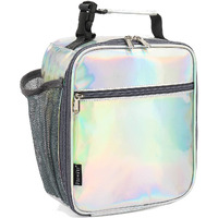 Flowfly Kids Lunch Box Insulated Soft Bag Mini Cooler Back To School Thermal Meal Tote Kit For Girls  Boys(Holographic)