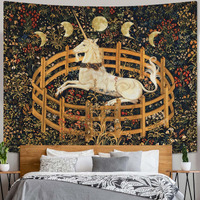 Yeoiat Unicorn Tapestry Medieval Wall Tapestry  Moon Tapestries For Bedroom Art Tapestries Wall Hanging For Bedroom Living Room 44""X60""