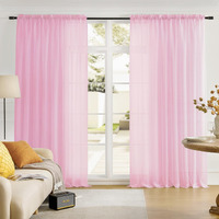 Mystic-Home Extra Wide Sheer Curtains Pink 84 Inches Long  Window Treatments Rod Pocket Drapes For Living Room  Bedroom  108 In Width Semi Sheer Curtains For Yard  Villa  Parlor  108""X 84""  2 Panels