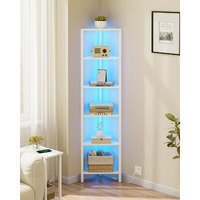 Tutotak 6-Tier Corner Bookshelf With Led Light Corner Shelf For Small Space  Narrow Display Corner Shelf Stand With Storage Rack  For Living Room  Bedroom  Pure White V1Bs05Bw006L