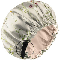 Zewurtuw Satin Bonnet Silk Bonnet For Sleeping Reusable Double Layer Elastic Adjustable Hair Caps Cute Aesthetic Women Girls-Flowers