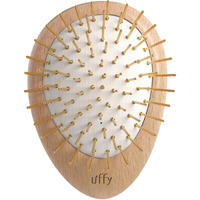 Uffy Acubrusher - 24K Gold-Plated Gua Sha Hair Brush - Ergonomic Scalp Massager For Dandruff & Hair Growth  Suitable For All Hair Types - Ideal Gift Choice In Beech Wood