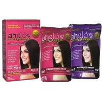 Ahglow Hair Straightening And Rebonding System With Keratin. Extra Strength Formula. The Complete System That Straightens Wavy  Curly  Frizzy Hair The Smooth  Silky  Shiny Way! 165 Gram Pouches