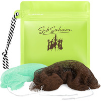 Subsahara African Net Sponge Authentic - 2 Pieces Exfoliating Scrubber For All Skin Types  Ideal For Face & Body Daily Use  Durable  Gentle Exfoliation (Green & Brown)