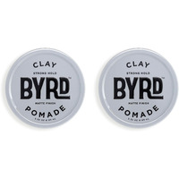 Byrd Hair Clay Pomade 2-Pack - Strong Hold  Ultra Matte Finish  Add Volume And Sculpt To All Hair Types  3.35 Oz Each (Two Pack)
