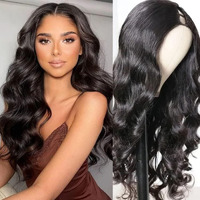 Emistar Wavy V Part Wig Wear And Go Glueless U Part Wig Body Wave Natural Black Synthtic Hair Soft As Human Hair Half Wigs For Black Women (Jet Black  22 Inch)