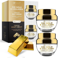Clear Beauty 24K Gold & Collagen Day/Night Moisturizer Set - Dermatologist Tested  Hydrating  Anti-Aging Cream  Natural Ingredients  Cruelty Free Korean Skin Care  All Skin Types - Value Pack